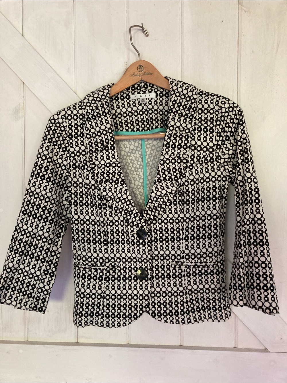 CAbi Black and White Geo-Print Blazer